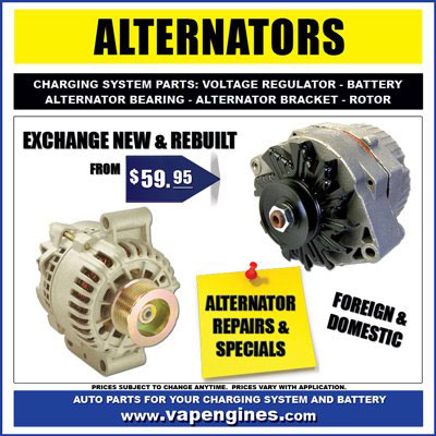 Which retailers offer repair parts for alternators?